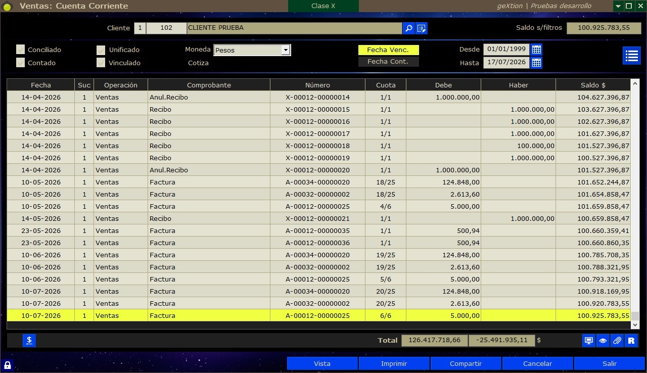geXtion ERP — Cuenta Corriente